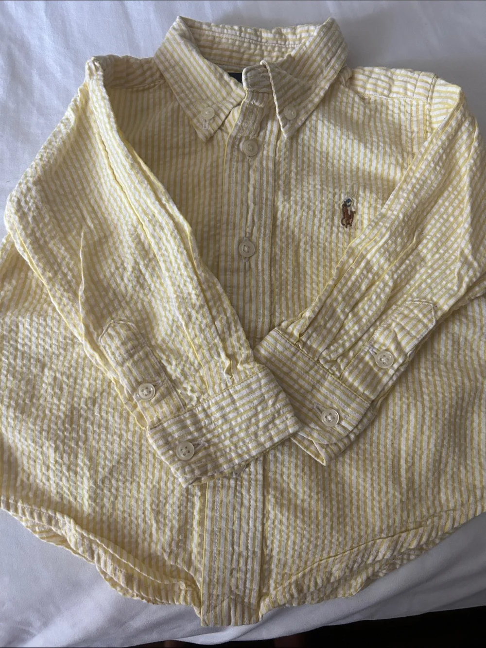 Ralph Lauren Yellow Striped Seersucker Button-Down Shirt